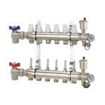 K025 - K026 | Kit collettori con regolazione ed intercettazione manuale/termostatizzabile - Con valvola a sfera a squadra