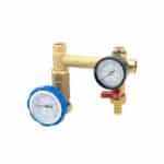 Raccordo con manometro 0-10 bar e rubinetto carico/scarico